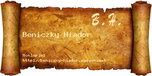 Beniczky Hiador névjegykártya